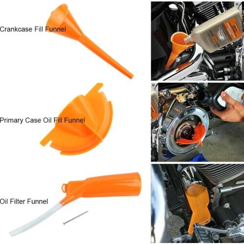 Primary Case Oil Fill Funnel Oil Set Oil Change Kit Replacement For Touring Road King Dyna Softail Fatboy XR Sportster XL