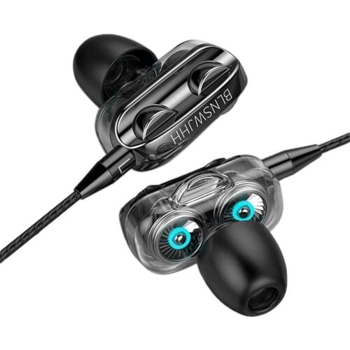 Top In-Ear Earbud Headphones Wired Headphones Bass Stereo Earbuds Sports Wired Earphone Music Headsets Black