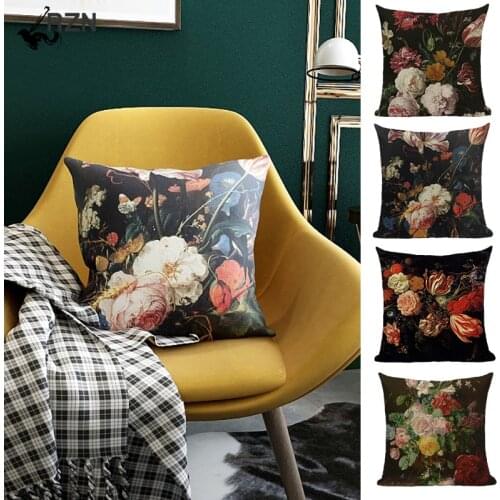 Cushion Cover Flower Pillow Cover Oil Painting Throw Pillows For Living Room Funda Cojin 45*45 Farmhouse Decor Spring Decoration