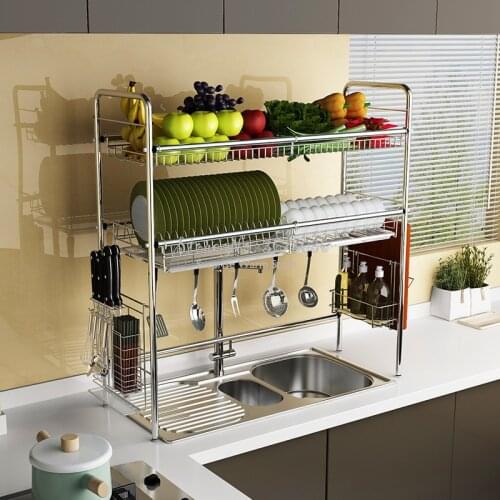 New ! Large Size Kitchen Dish Drying Rack Multi-layers Tableware Organizer Dishes Holder Drain Rack Sink Sponge Organizer Rack