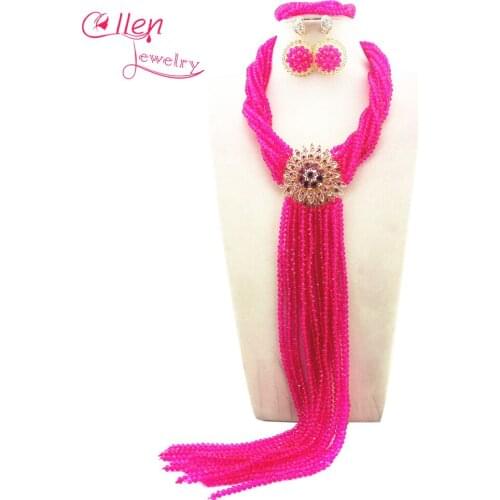 New Arrived African nigerian Wedding bridal beads Jewelry Set African beads Jewelry Set African beaded necklace sets W11917