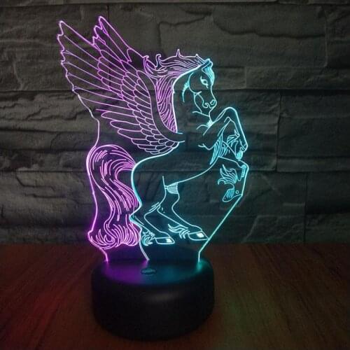 New Pegasus Led 3d Nightlight Creative Colorful Touch Charging Table Moderne Desk Lamp Visual Gift GRB 3D Table Lamps