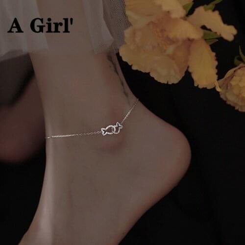 A Girl' New Kiss Fish Anklet For Women Fashion Simple Personality Unique Design Birthday Gift Jewelry