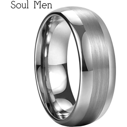 7mm Mens Tungsten Dome Polished Wedding Band Ring Matte Brushed Center Finished Female Engagement Jewelry Size 9 10.5