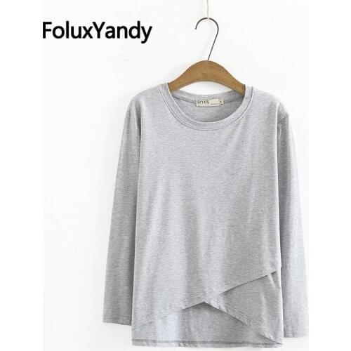 Solid Casual Long Sleeve T-shirts Plus Size Women Tops Spring Autumn Loose O-neck Tops Tees KKFY5645