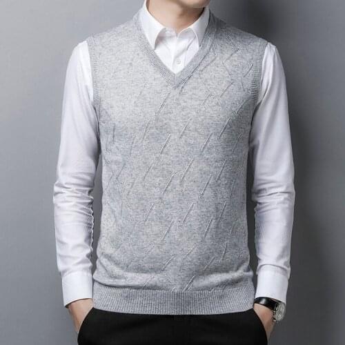 2017 wool sweater vest mens cashmere pullover men V-neck sweaters winter sleeveless man knit clothing