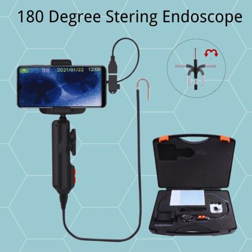 180 Stering Industrial Endoscope 6mm Pipe Steerable Borescope Mini Rotation Car Cylinder Inspection Camera 1m for Android Phone
