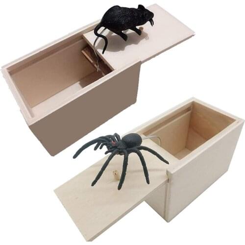 Prank Bauble April Fools Day Spoof Funny Scare Small Wooden Box Spider Scary Girls Education Baby Toys Hot New