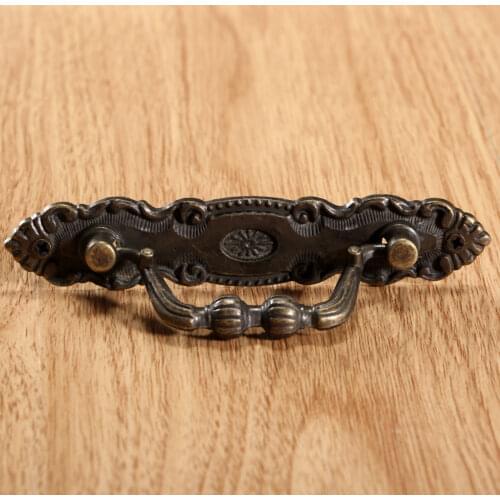 5Pcs Antique Bronze Iron Furniture Handle Jewelry Wooden Box Case Cabinet Pull Handle Knob Vintage Cabinet Knobs and Handles