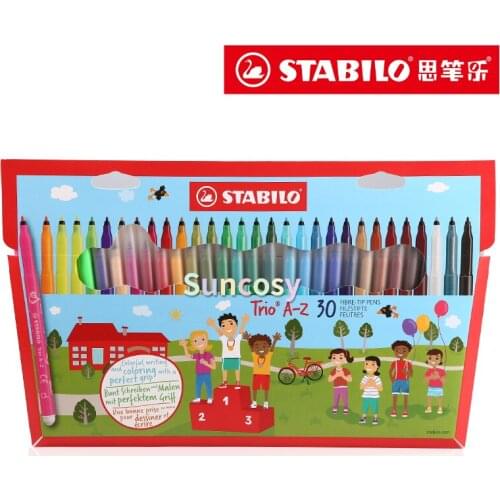 Stabilo Trio A-Z Triangular Felt Tip Pen ,Assorted Colours, 12/18/24 Watercolor Pens Set, For students Painting Pen Art Supplies