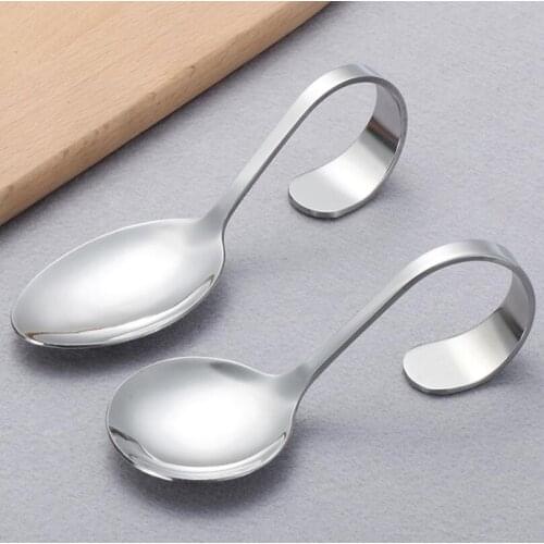 Stainless Steel Canape Serving Spoon Shiny Polish Stainless Steel Sea Food Serving Spoon with Bendy Handle LX4793