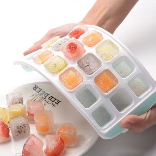 Creative Personality Silicone Ice Cube Mold Household Frozen Cube Refrigerator Square Plastic Ice Lid DIY Food Supplement Box