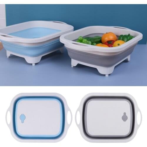 Collapsible Cutting Board Strainer Fruit Washing Draining Picnic Space Saver