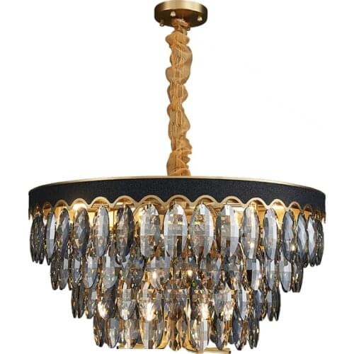 Modern Black Crystal Chandelier Luxury Home Decoration For Living Room Dining Room Kitchen Bedroom HangingChain Lighting Fixture