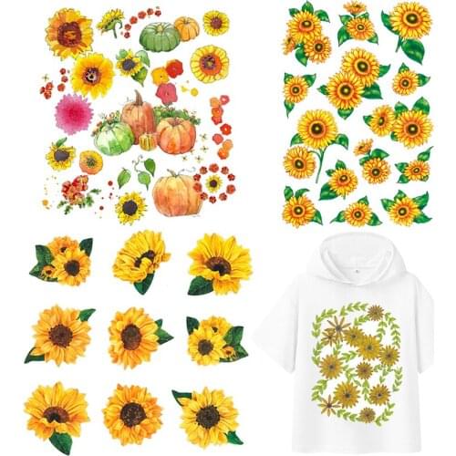 Sunflower Patches Flower Thermal Sticker on Clothes Iron-on Transfers for Clothing Thermoadhesive Patch Diy Applique for T Shirt