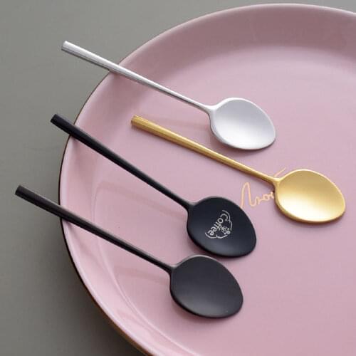 Japanese coffee stirring spoon leaf golden ice cream scoops 304 stainless steel small drink spoon tea spoon coffeeware