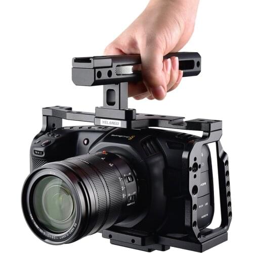 Yelangu C9 Camera Rig Cage for BMPCC 4K 6K Blackmagic Design Pocket Cinema Black Magic Camera with Quick Plate and Top Handle
