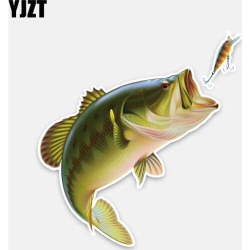 YJZT 12.5CM*13CM Fun Cartoon Big Fish Eats Small Fish PVC Car Sticker Decal Reflective 5-0293