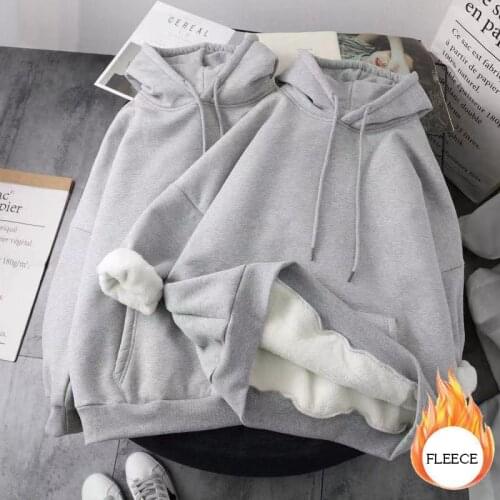 Winter Oversized Hoodies Women 2021 Fleece Thick Warm Solid Harajuku Pullover Hooded Sweatshirts Female Coat Plus Size Clothing