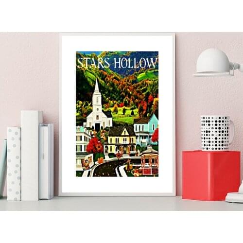 STARS HOLLOW AUTUMN Inspired by Gilmore Girls Print Lukes Diner Poster Birthday Gift Tv Show Classic Art Painting Decor