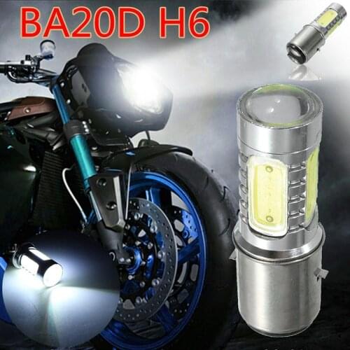 New Arrival 1pc White Motorcycle H6 Headlight DC12V 7.5W BA20D 4 COB LED Moto Moped Scooter ATV Lamp Bulb Aluminum Light