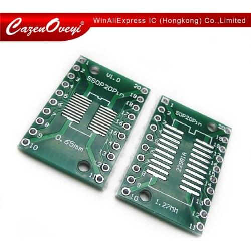 10pcs/lot SOP20 SSOP20 TSSOP20 to DIP20 Pinboard SMD To DIP Adapter 0.65mm/1.27mm to 2.54mm DIP Pin Pitch PCB Board Converter