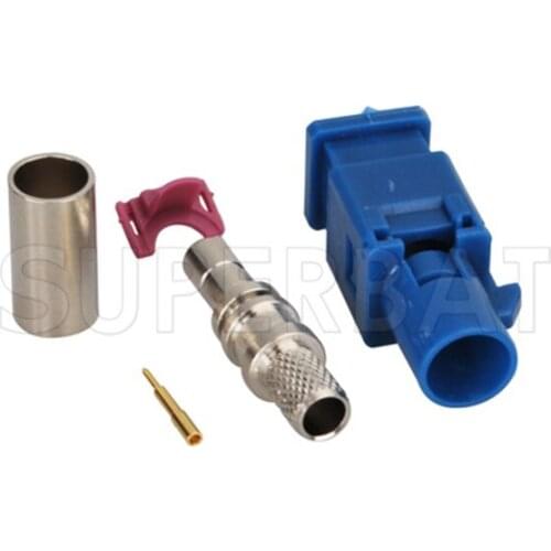 Superbat 10pcs Fakra Crimp Plug Connector for Blue GPS Telematics or Navigation Fakra Neutral Coding for Cable RG58 LMR195