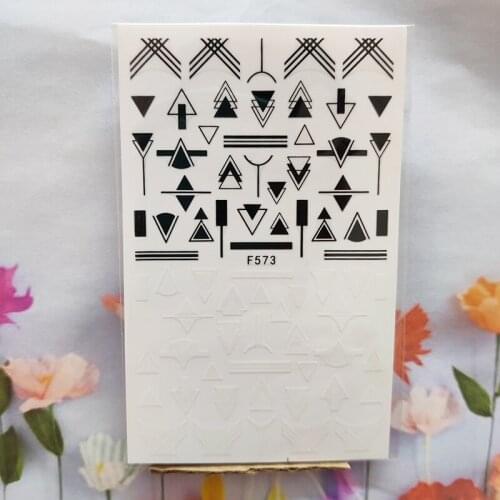 3D Nail Sticker Interesting Design Nail Foil Glue Sticker Geometry Line Triangle Stripe Sticker for Manicure Nail Art Decoration