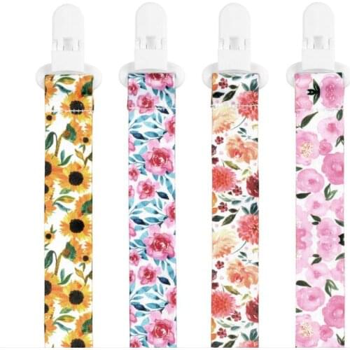 4 Pcs Baby Pacifier Chain Duckbill Nipple Leashes Cases Cute Printed Clip-on Safety Infant Feeding Holder Accessories For Gifts