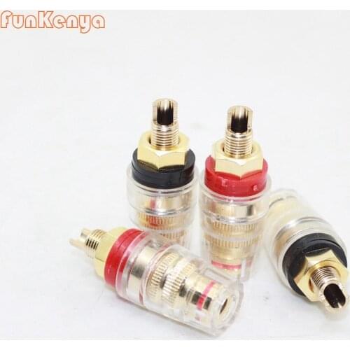 8pieces Pure Copper Crystal Terminal Power Amplifier Terminal Speaker Connector RCA Black And Red