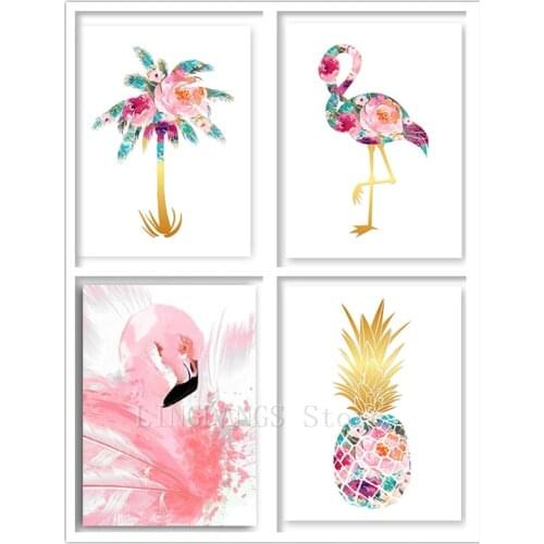 5D DIY Diamond Painting Palm Pineapple Flamingo Art Diamond Mosaic Abstract Flowers Tropical Embroidery Cross Stitch Home Decor