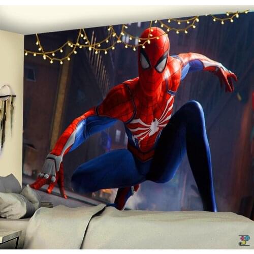 Anime Tapestry magic spider hero mounted Yoga Blanket for Boys Dormitory Canvas on the wall Stickers New Year decorations 2021