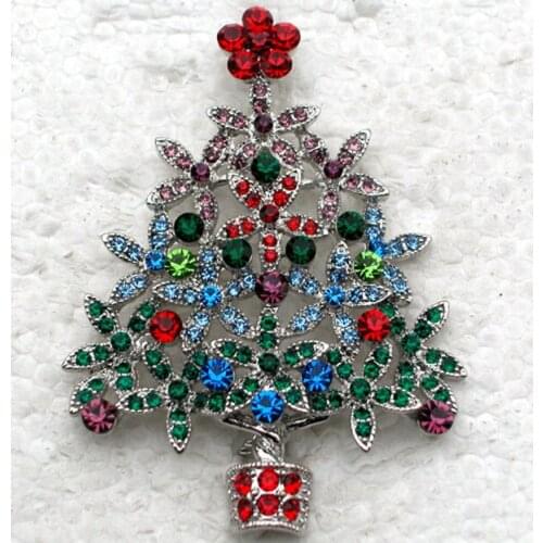 Rhinestone Christmas tree Pin brooches C428 E