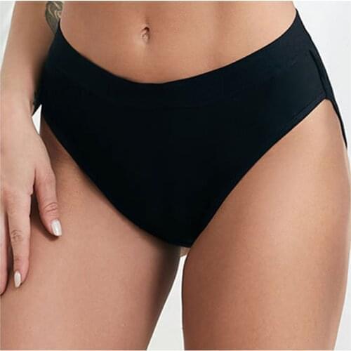 Black Menstrual Leakproof Bikini Panty For Women Swim Bottom Sexy Mid Waisted Bikini Bottom For Teens, Woman Thongs Swimwear