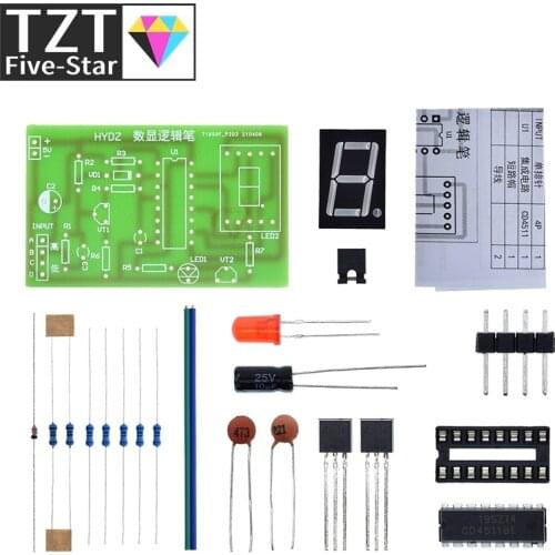 DIY LED Pcb Digital Display LED Logic Pen Electronic Kit High and Low Level Test Circuit Soldering Practice Board Kit