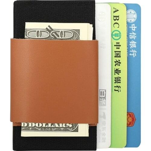 Elastic Card Holder Leather Slim Minimalist Front Pocket Wallet Front Pocket Credit Card Case for Men Women