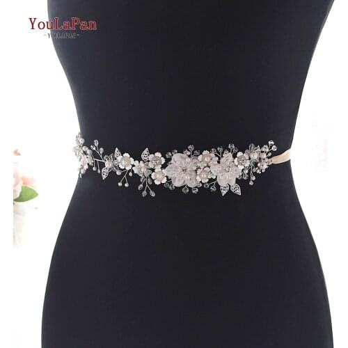 YouLaPan SH275 Elegant Women Belts for Dresses Bridal Sash with Pearls Flower Wedding Belt Bridesmaid Bridal Accessories