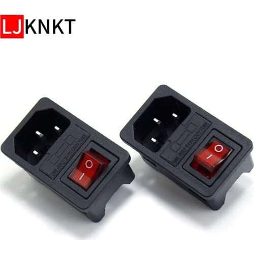1PCS 10A 250VAC IEC320 C14 Electrical AC Socket 3 pin red LED 250V Rocker Switch Switch Fused Module Plug