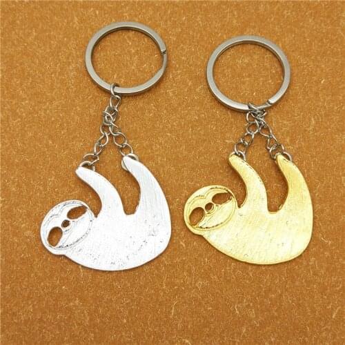 Hot Fashion Cute Sloth Key Chain Gold Color Color Charm Animal Pendant For Women Men Girls Gift Keyring Jewelry