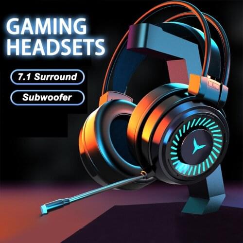 KINGSTAR Gaming Headsets With Microphone 7.1 Surround Sound Stereo Wired Earphones LED Light Gamer Headphones for PS4 Xbox