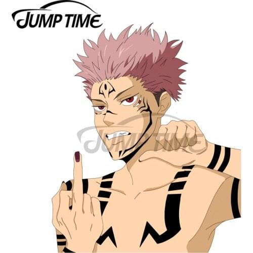JumpTime 13 x 8.8cm Jujutsu Kaisen Funny Windows Car Stickers and Decals Waterproof Scratch-Proof Door Wall Auto Decoration