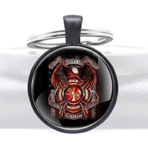 Classic 343 Sacrifice Firemen Eagle Pendant Key Chain Retro Men Women Jewelry Key Rings