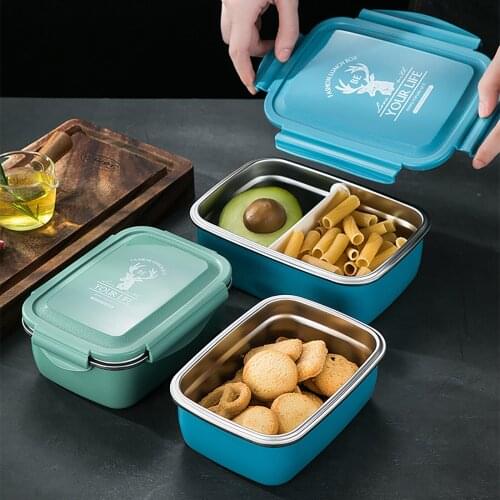 Microwave Lunch Box Stainless Steel Bento Box Dinnerware For Kids Worker Heating Lunch Container Leakproof Insulation Storage