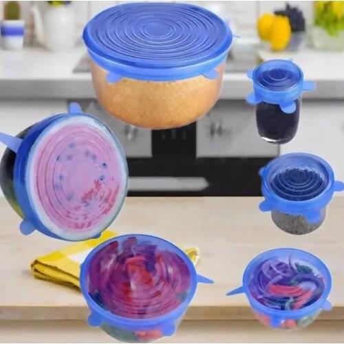 Kitchen Universal Silicone Suction Stretch Lid Bowl Pan Cooking Pot Lid Pan Spill Cover 6PCS/Set LX8124