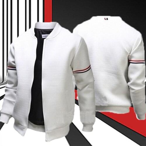 Men Jacket Autumn Long Sleeve Solid Color Sweatshirt Outerwear Slim Fit Casual Sport Zip Outdoor Tops Coat Black White Navy Blue