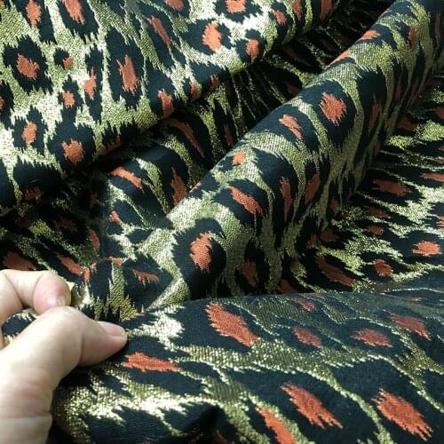 145cm Width Fashion Leopard Printed Thin Jacquard Fabric For Woman Dresses Coat DIY Cloth Sewing