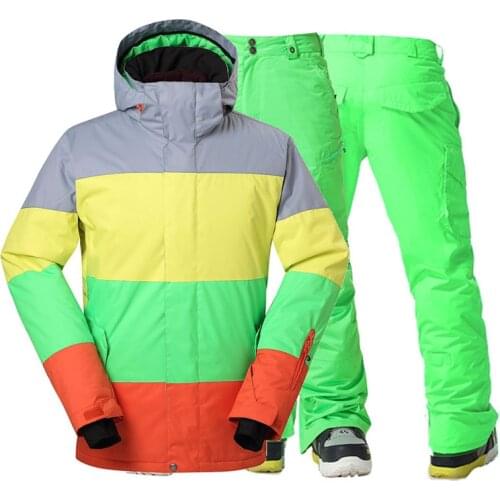 Mens Ski Jackets and Snow Pant Outdoor Sports Snowboard Suit Wear 10k Waterproof Windproof Clothing Winter Costumes Sets Male