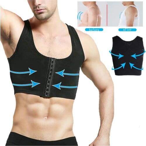 Male control chest Bra Gynecomastia Chest Shaper Vest tops Sexy Men Posture Corrector Compression Shirt Corset