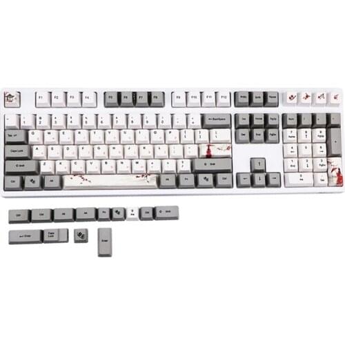 120-Key PBT Keycap Set Sublimation 6.25U Space Mechanical Keyboard Replacement Keycap Compatible with 60/87/96/104/108