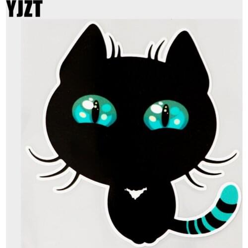 YJZT 13.5CM×14.4CM Cute Kitten With Big Eyes PVC Decal Car Sticker 11C-0005
